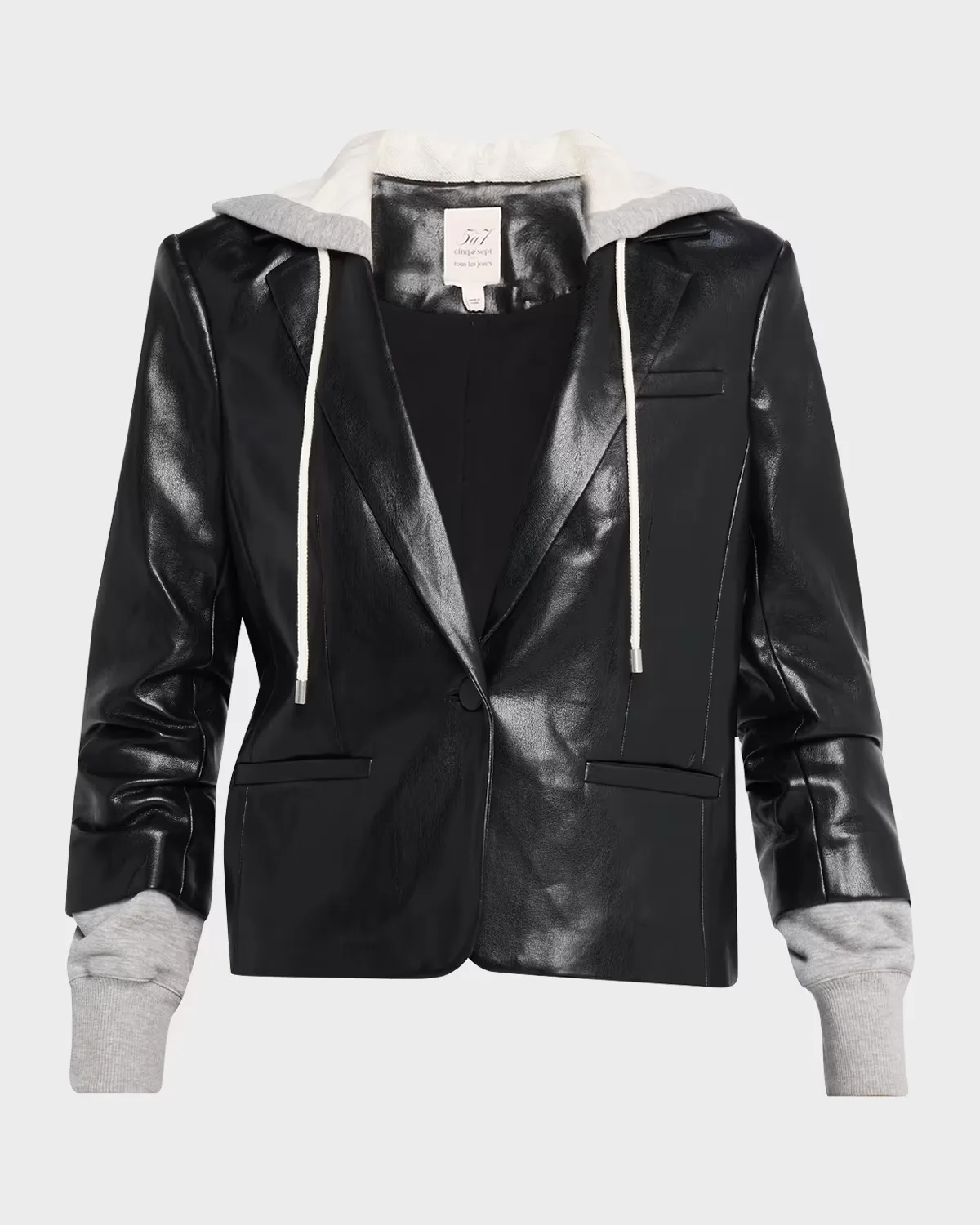 Hooded Vegan Leather Jacket by Cinq à Sept