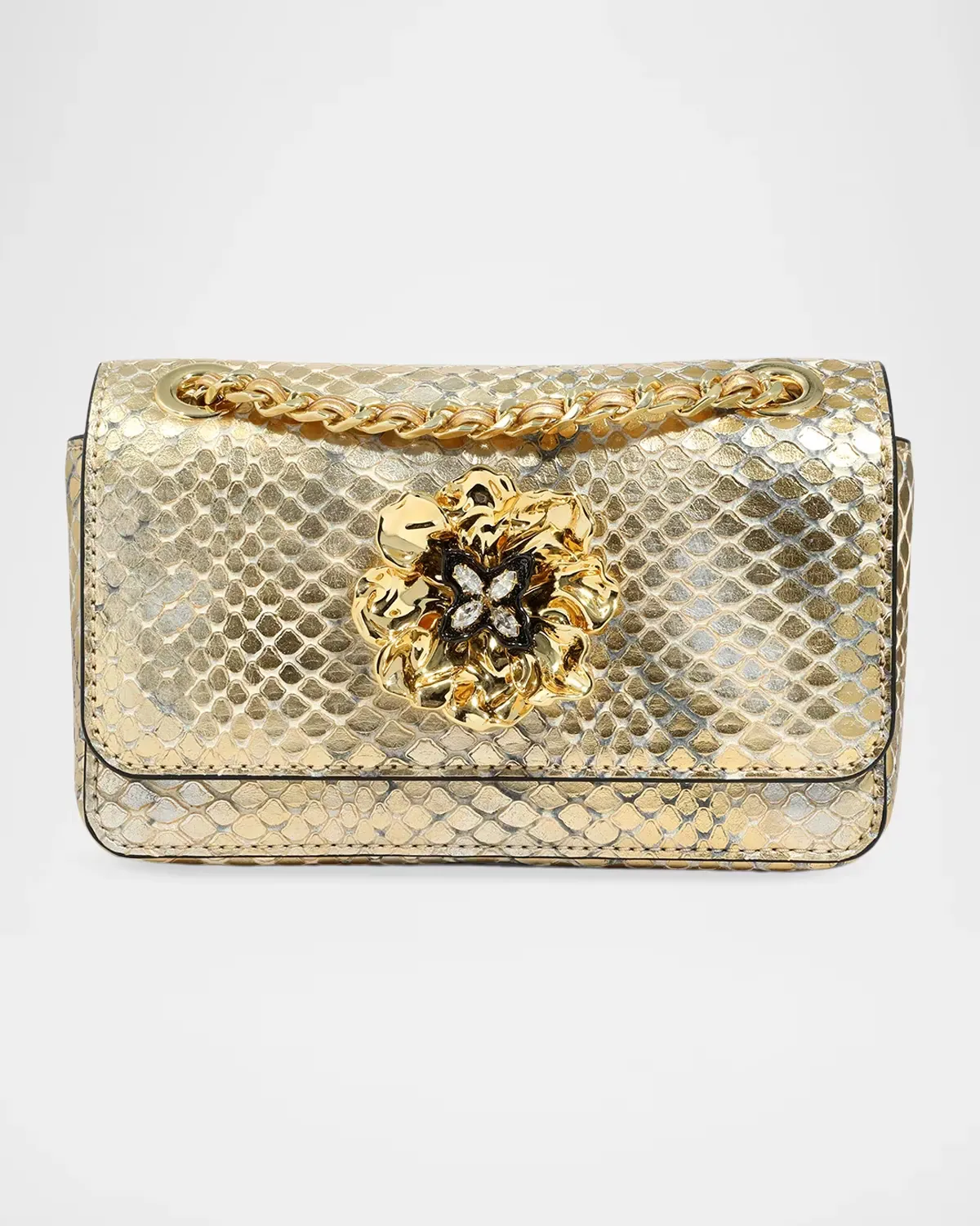 Bella Mini Floral Metallic Python-Embossed Shoulder Bag by Alexis Bittar