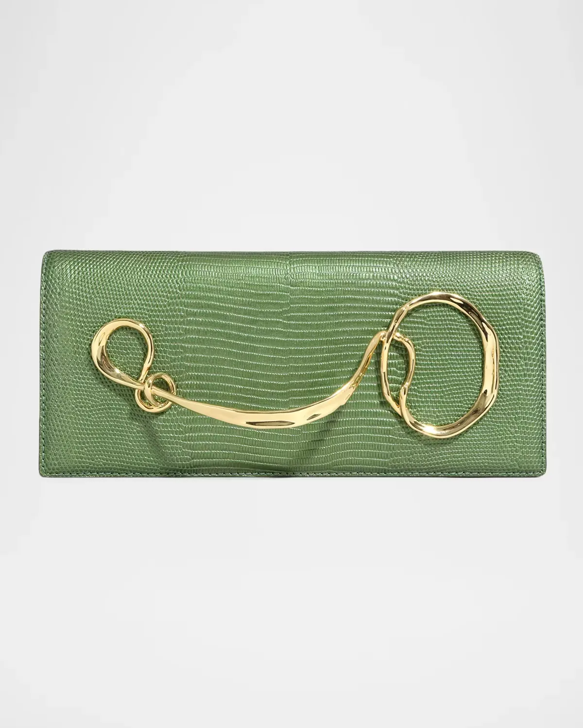 Twisted Metal Lizard-Embossed Clutch Bag by Alexis Bittar