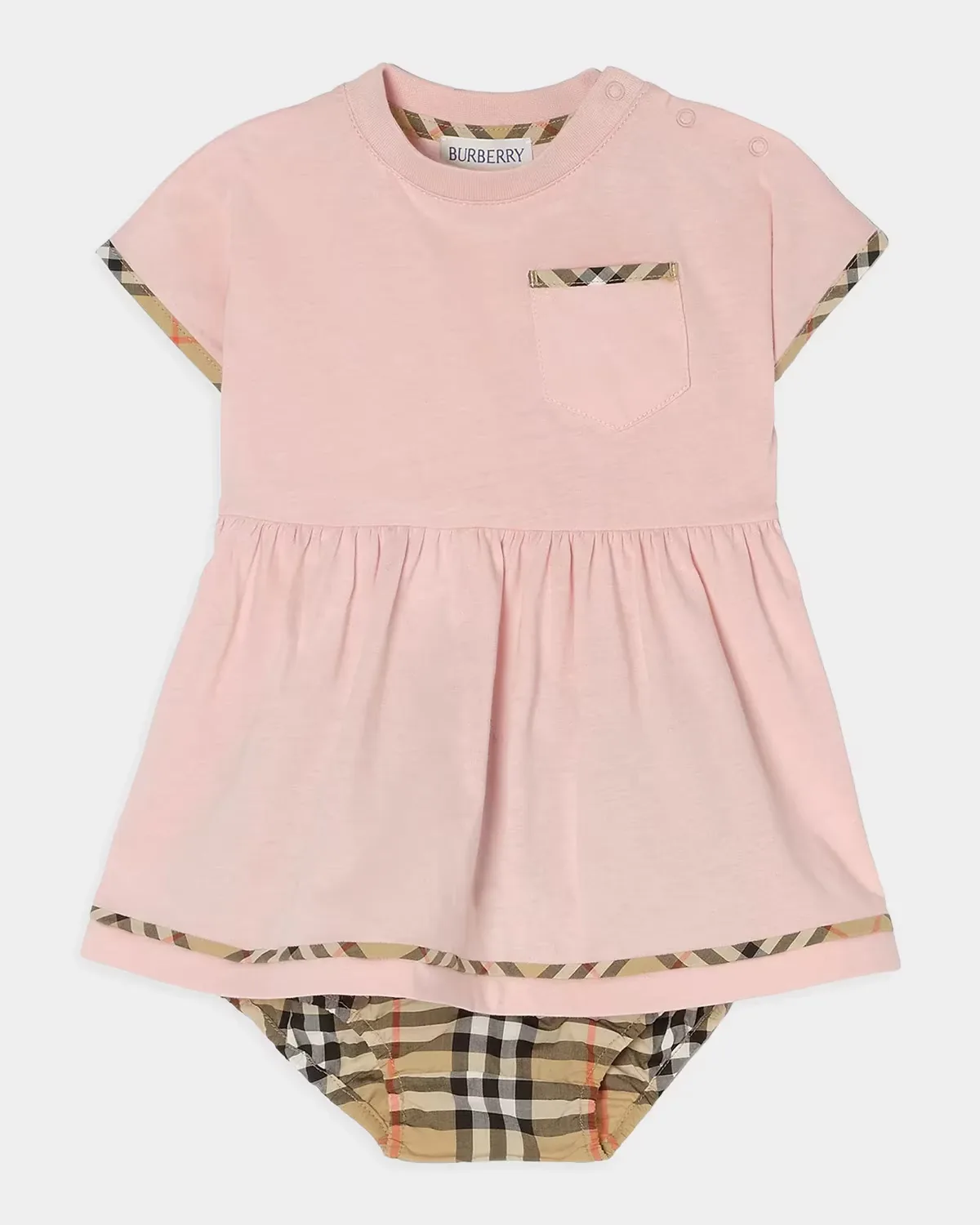 Leah Check-Trim Dress & Bloomers Set by Burberry