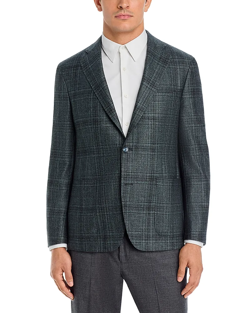 Wool, Silk & Cashmere Tonal Plaid Regular Fit Jacket