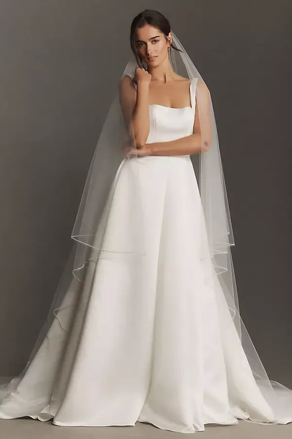 Pearl Trim Chapel Veil by BHLDN