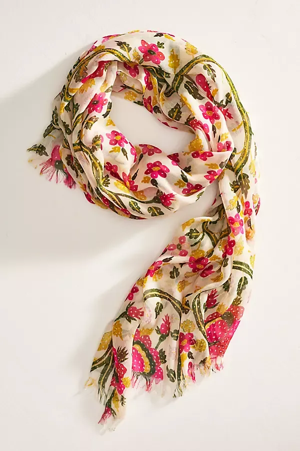 Vining Floral Scarf by Elizabeth Gillett