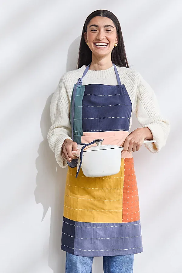 Colorblock Cotton Bib Apron by Anchal