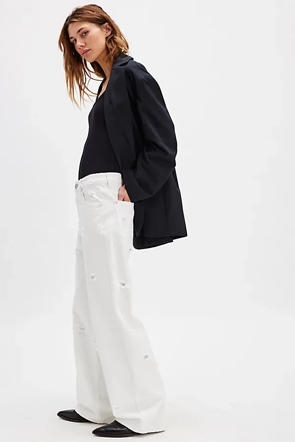 Jackson Textured Mid-Rise Jeans by OneTeaspoon