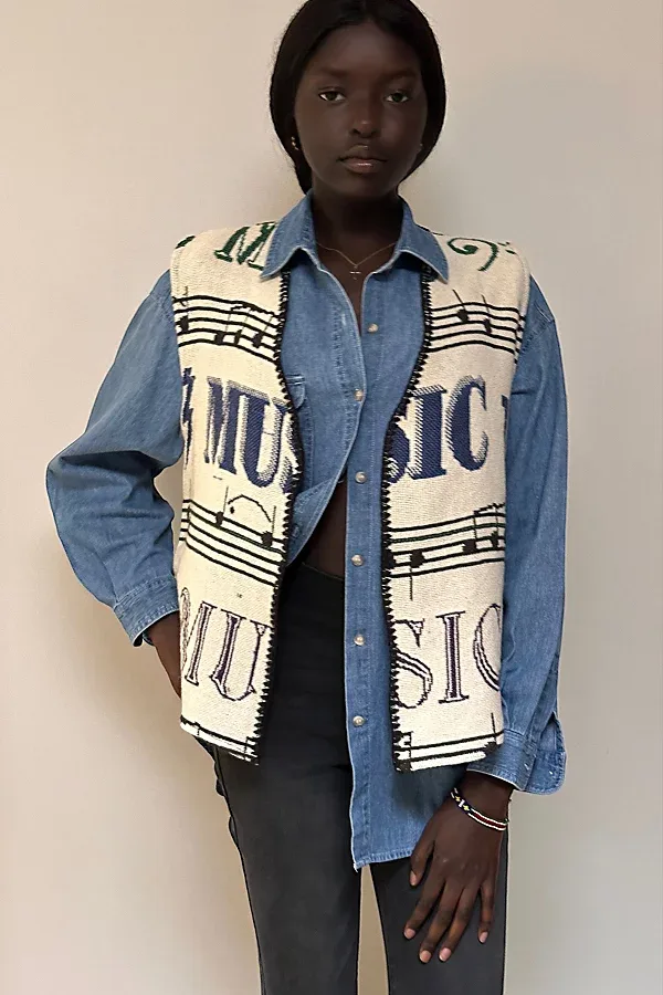 Vintage 1990's Music Woven Cotton Vest Selected By by Afterlife Boutique