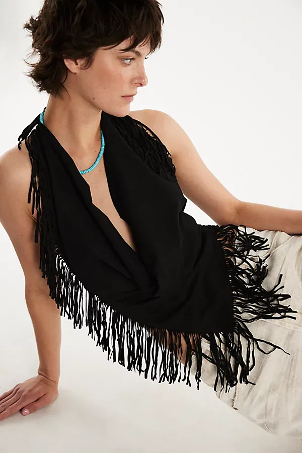 Madi Fringe Halter Top by Understated Leather