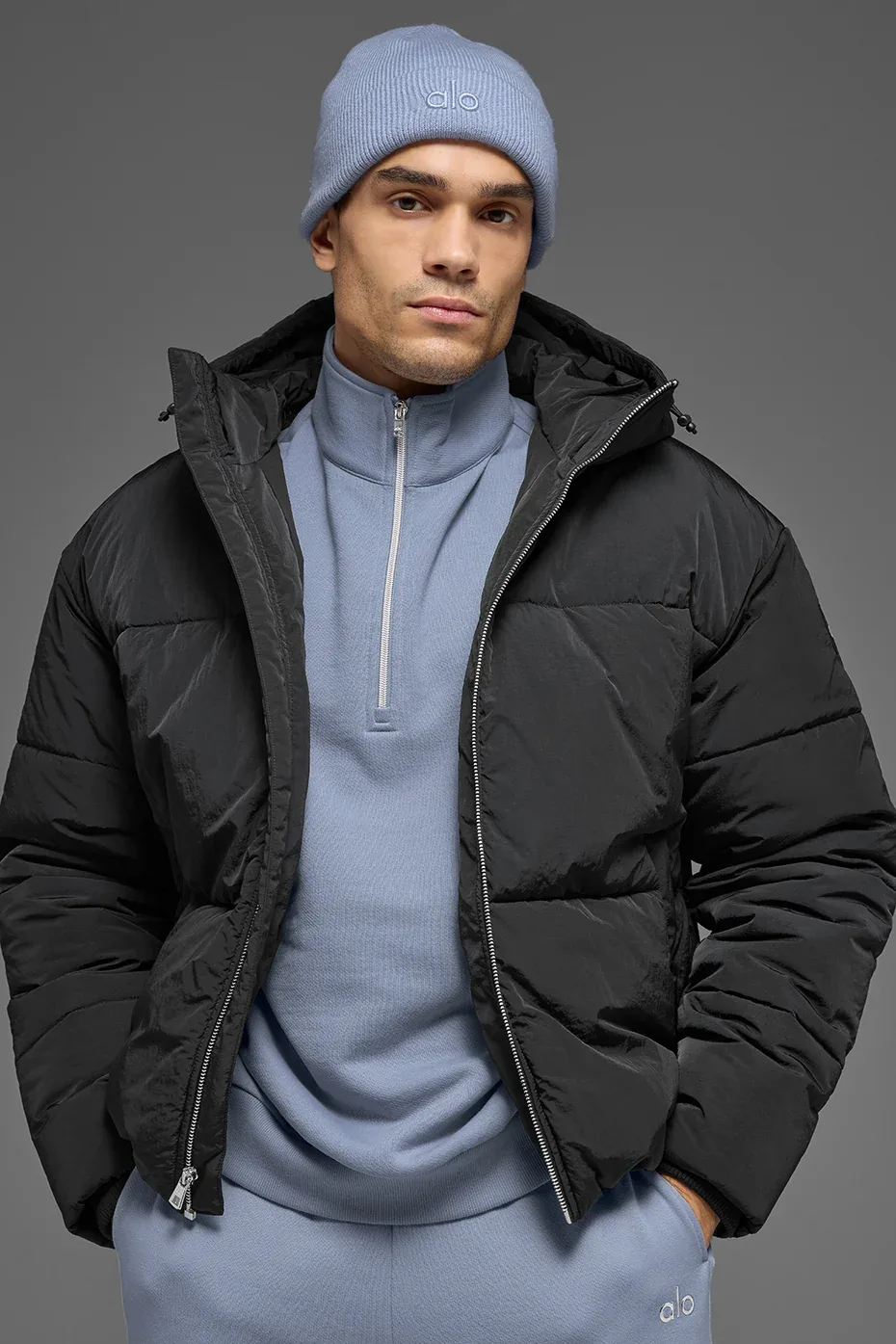 Crinkle Nylon Hooded Stage Puffer Jacket by ALO