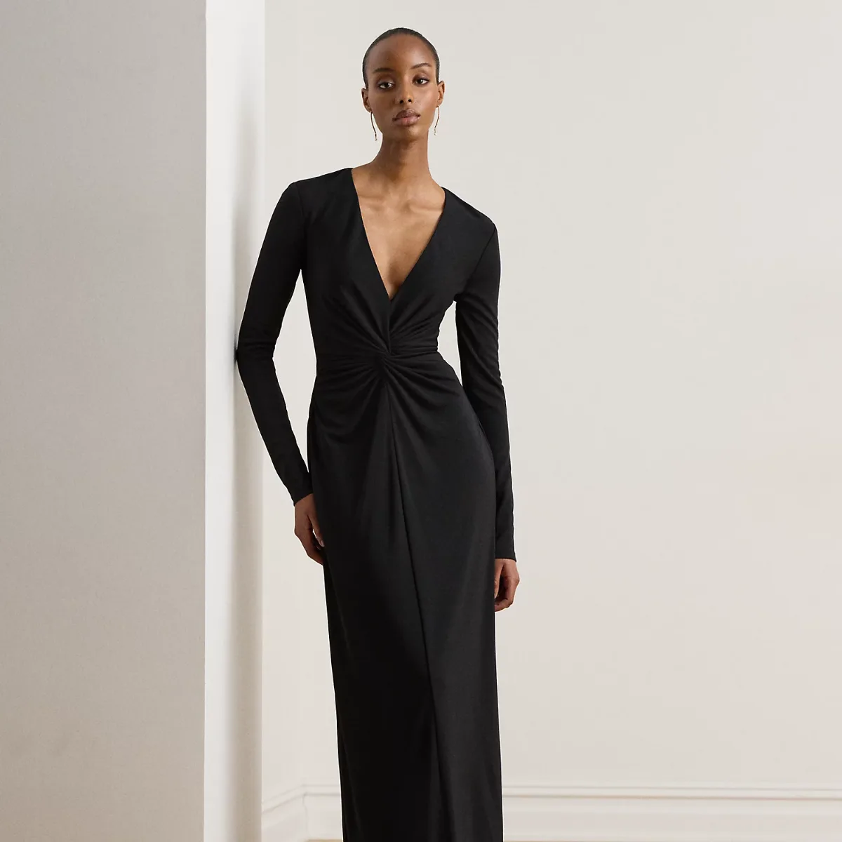 Twist-Front Stretch Jersey Gown