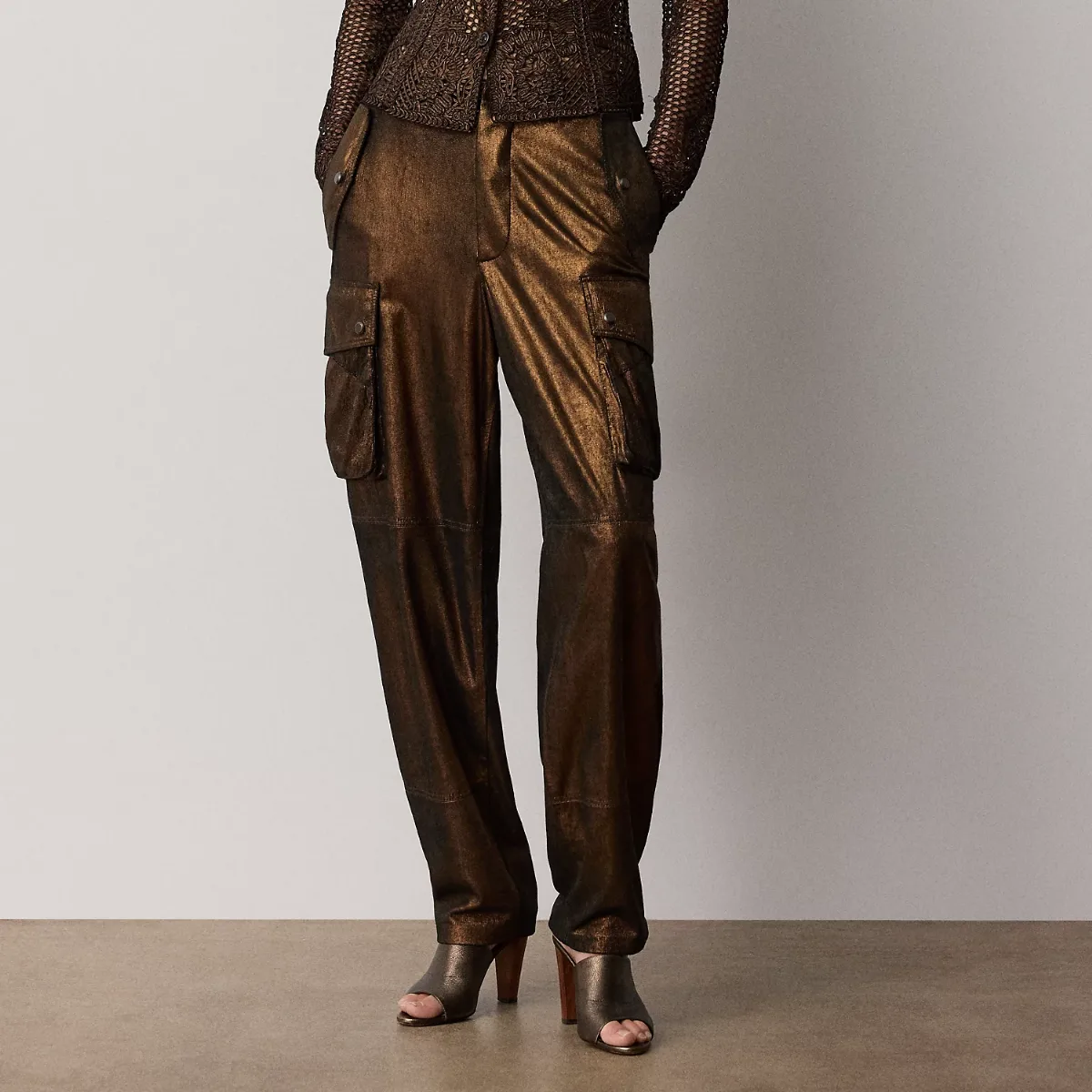 Vaughn Metallic Lambskin Trouser by Ralph Lauren Collection