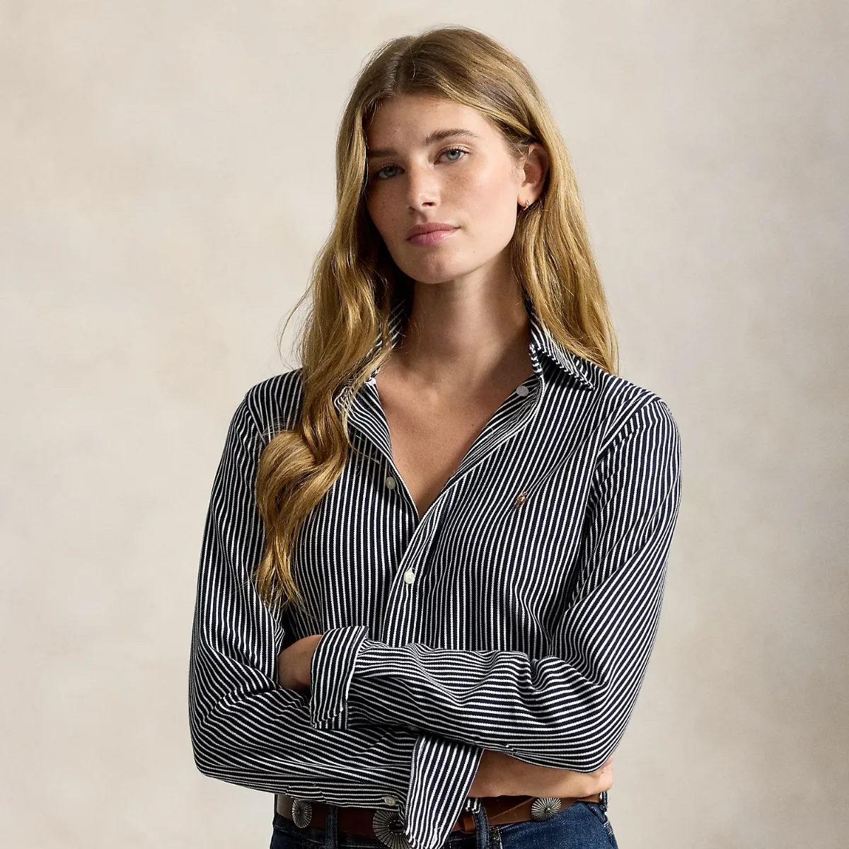 Striped Knit Oxford Cotton Shirt by Polo Ralph Lauren