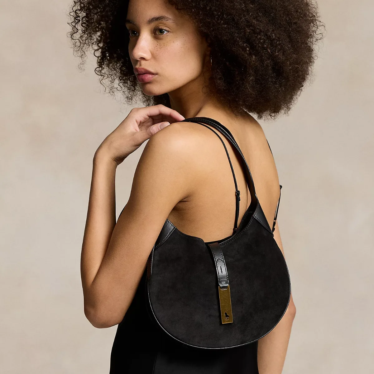 Polo ID Suede Small Shoulder Bag by Polo Ralph Lauren