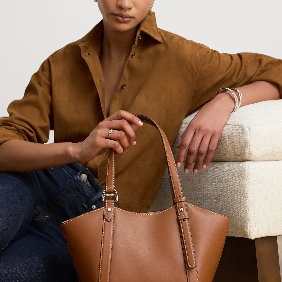 Small Tasha Nappa Leather Tote Bag