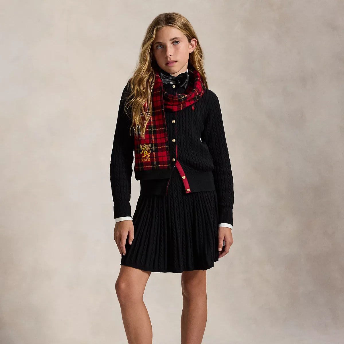 Mini-Cable Cotton Cardigan and Skirt Set by Ralph Lauren