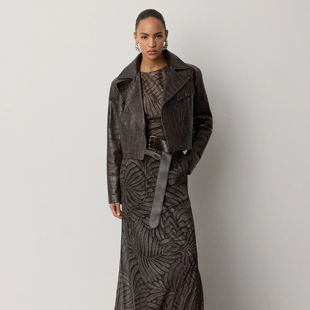 Shannen Foiled Chiffon Evening Dress by Ralph Lauren Collection