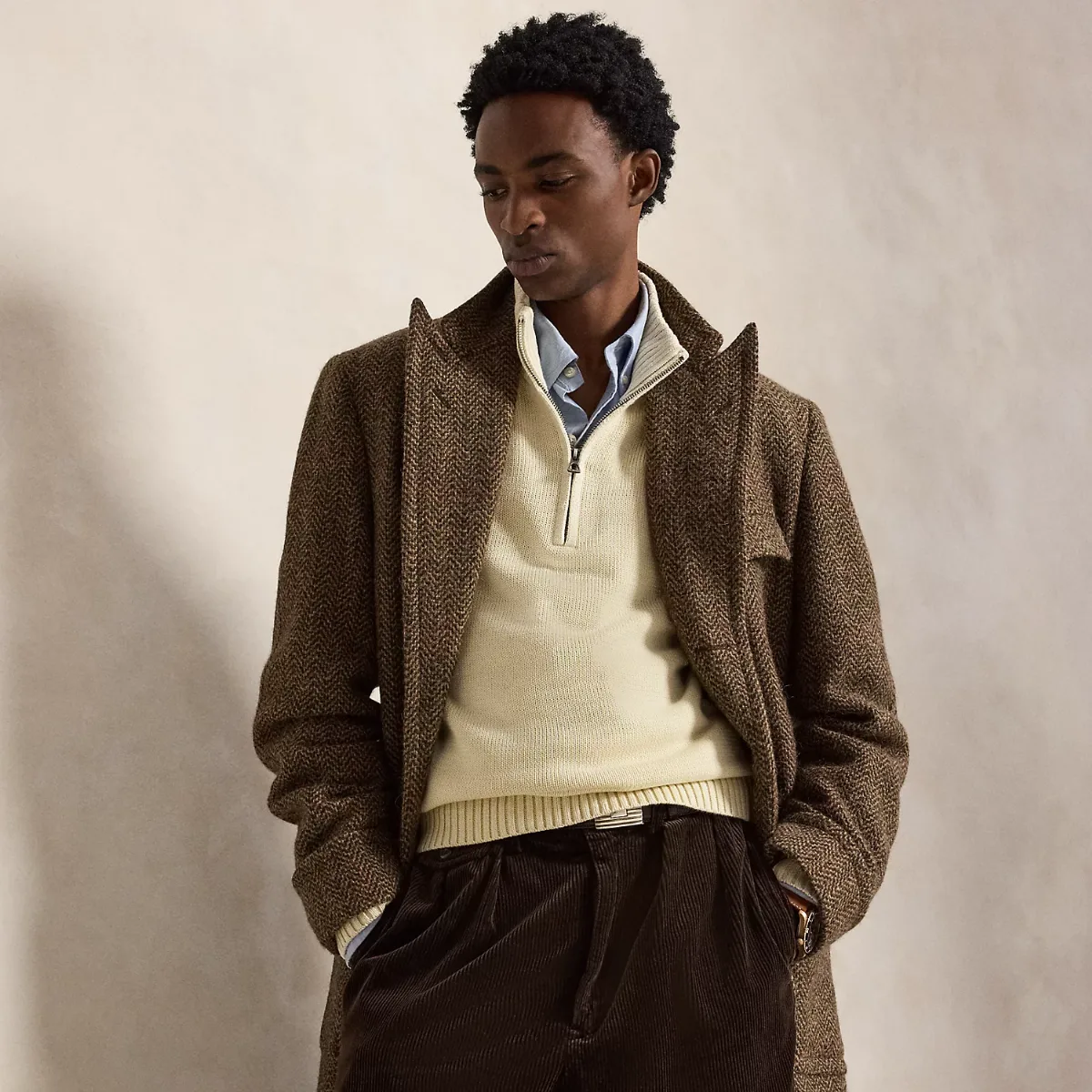 Quarter-Zip Cotton Mockneck Jumper