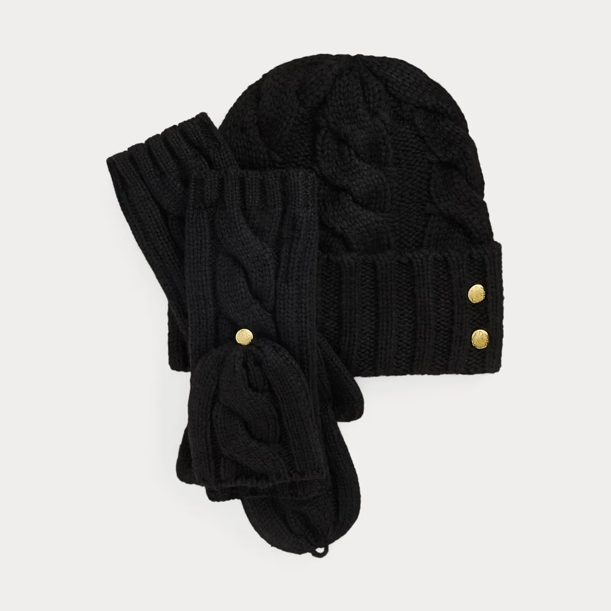 Cable-Knit Beanie & Mittens Set by Lauren Ralph Lauren