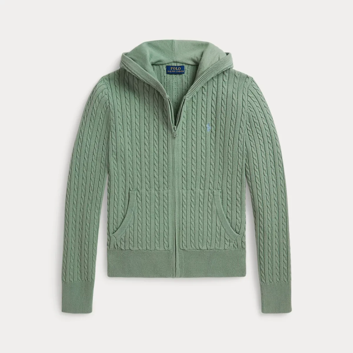 Mini-Cable Cotton Full-Zip Hoodie by Ralph Lauren