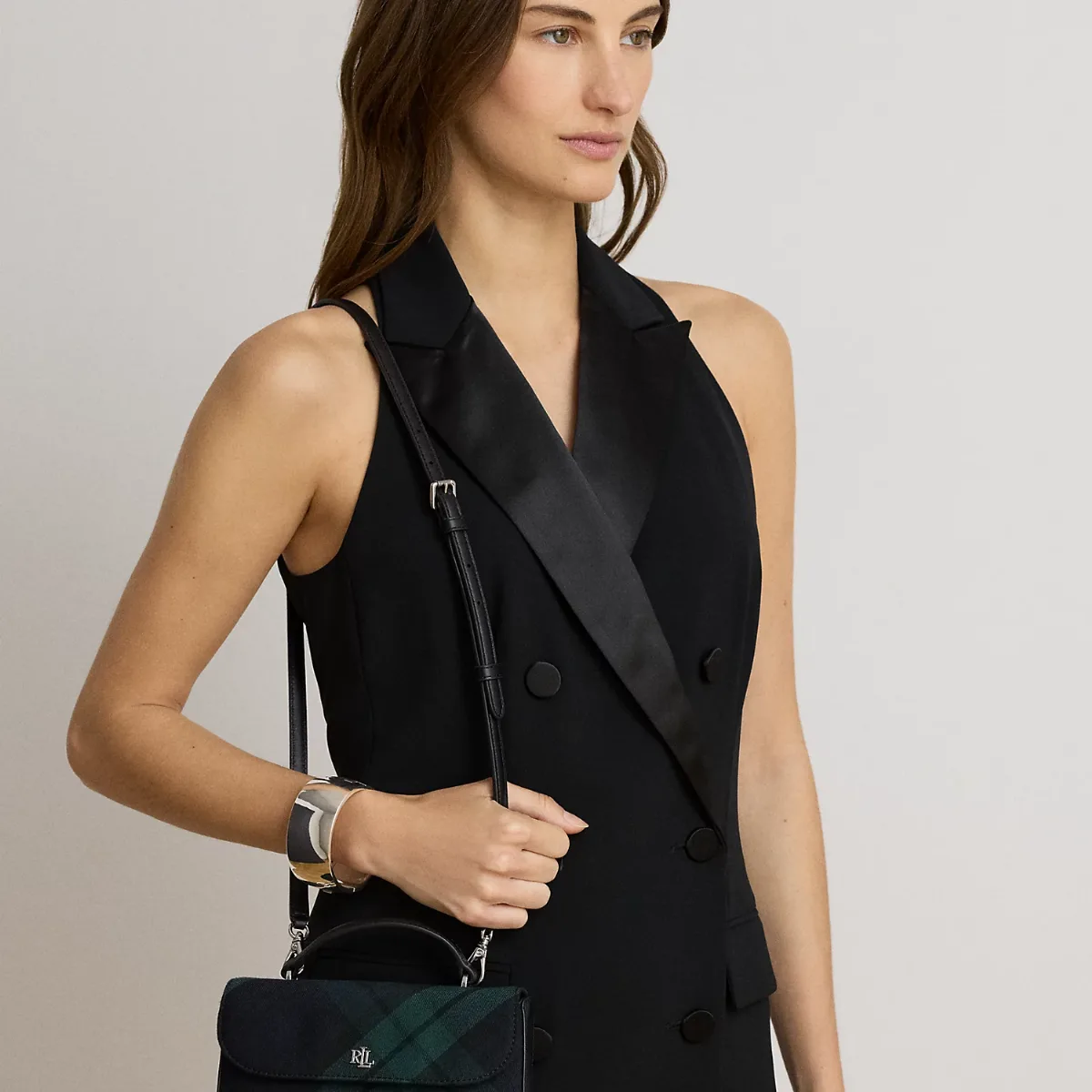 Black Watch Twill Marcy Crossbody Wallet by Lauren Ralph Lauren