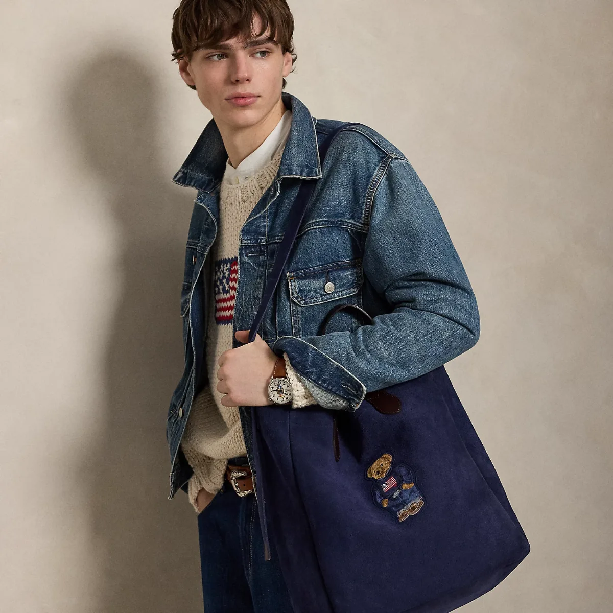 Polo Bear Roughout Suede Tote by Polo Ralph Lauren