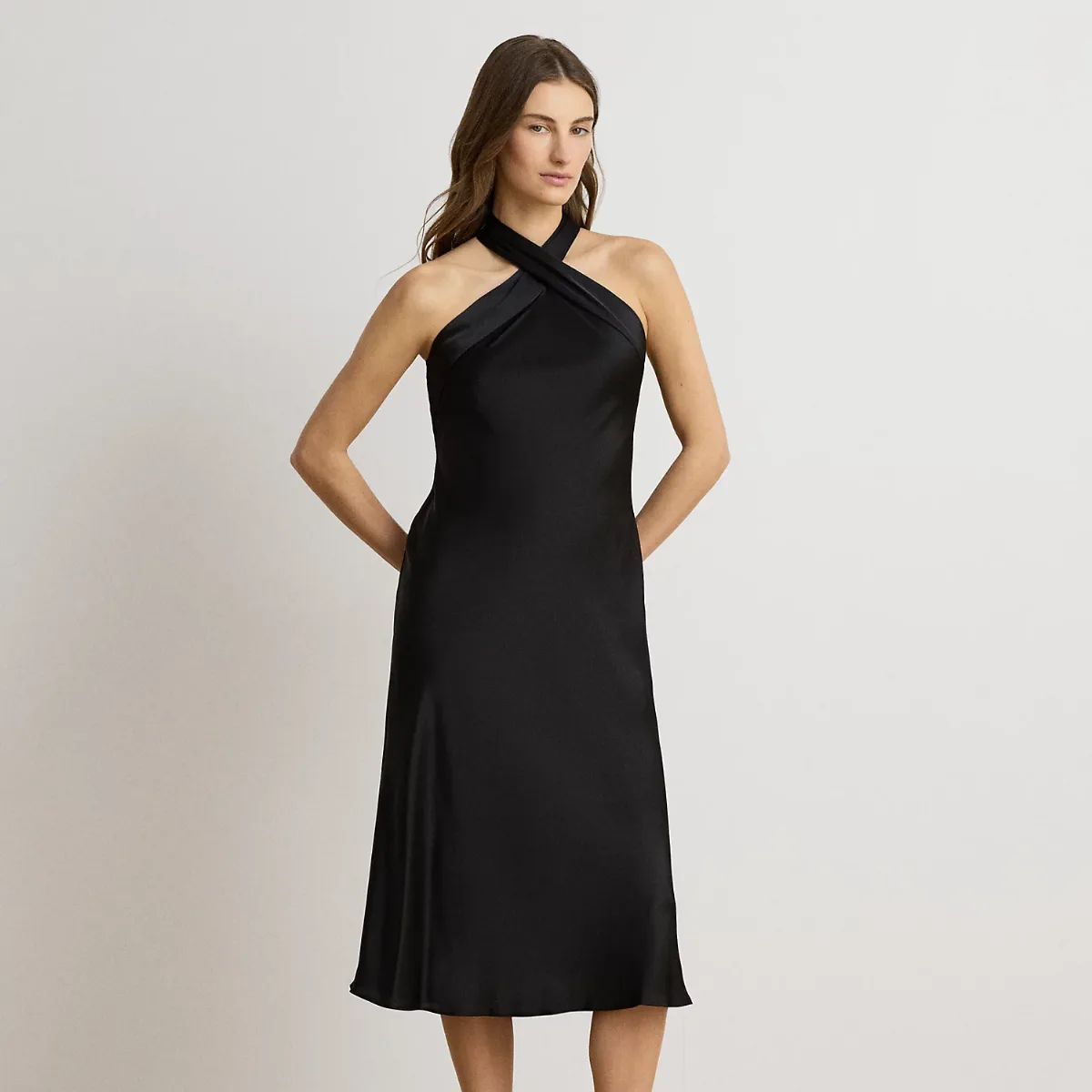 Charmeuse Tie-Back Halter Cocktail Dress by Lauren Ralph Lauren