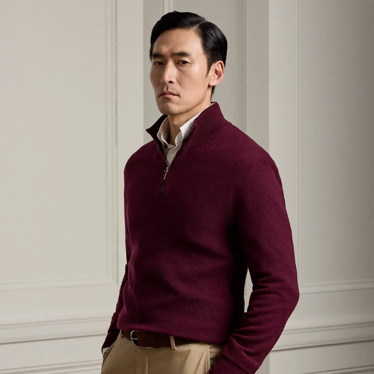 Birdseye Cashmere Quarter-Zip Jumper by Ralph Lauren Purple Label