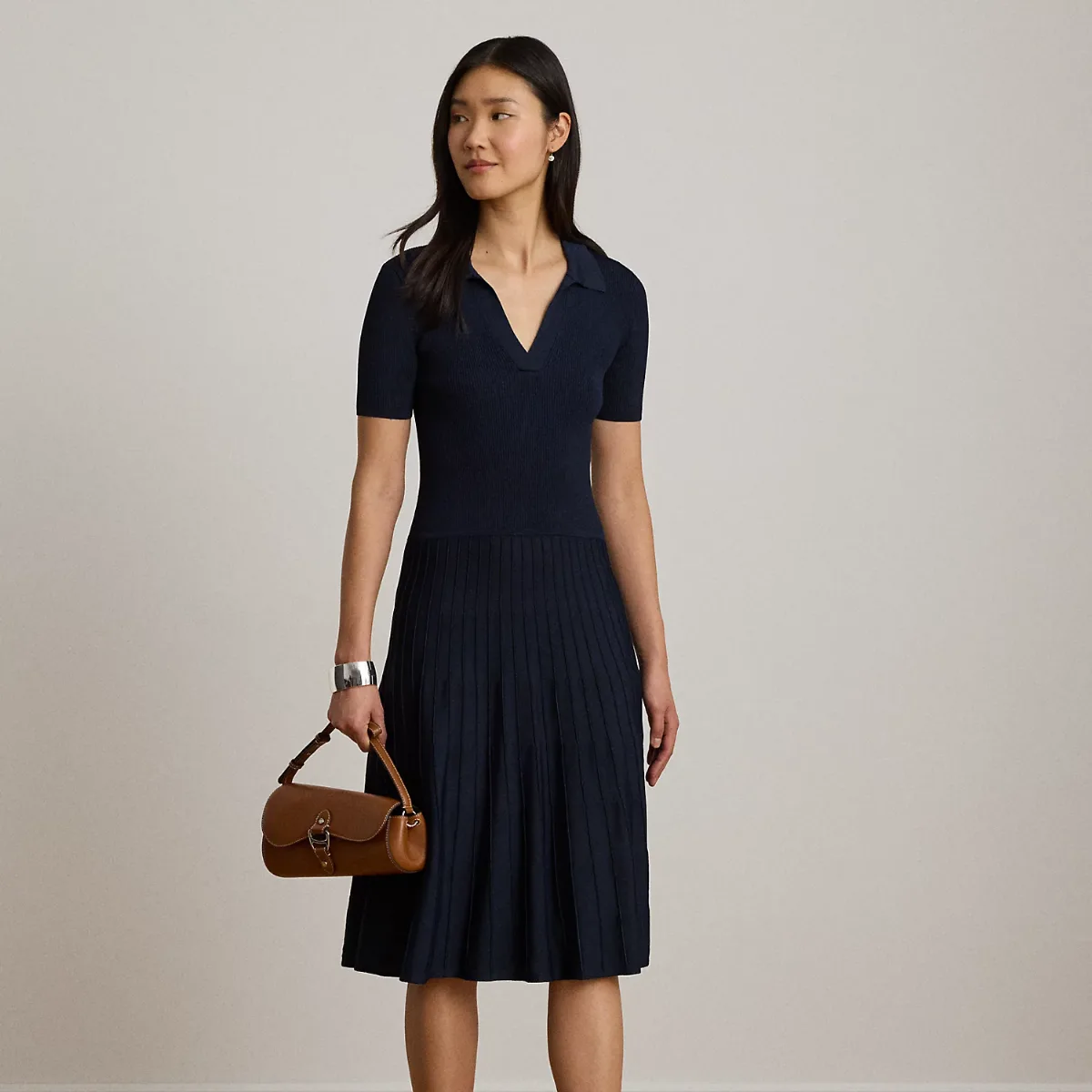 Rib-Knit Short-Sleeve Jumper Dress