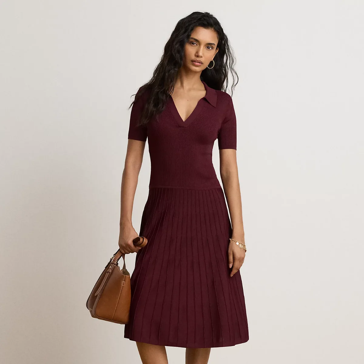 Rib-Knit Short-Sleeve Jumper Dress