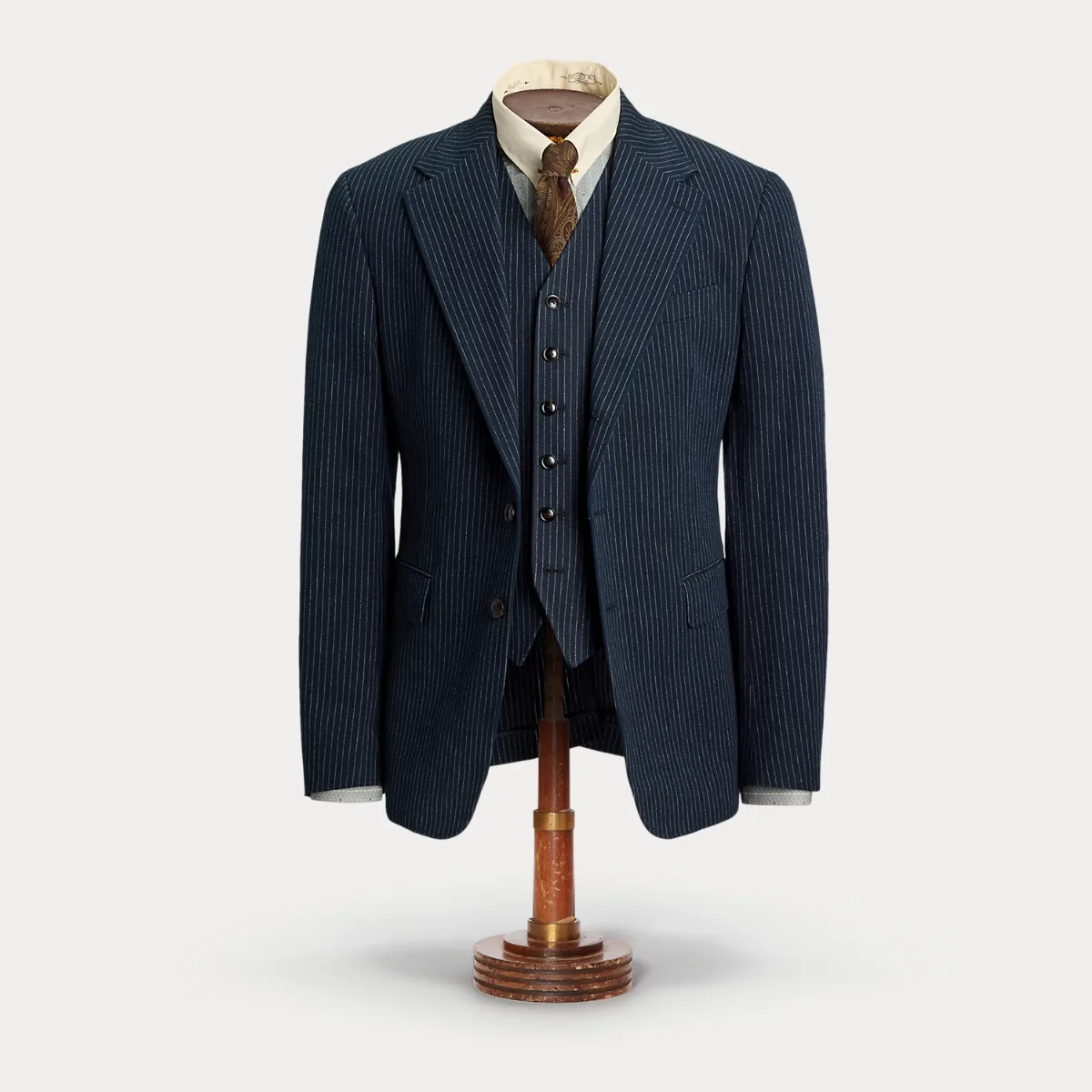 Indigo Striped Herringbone Suit Jacket by Ralph Lauren RRL
