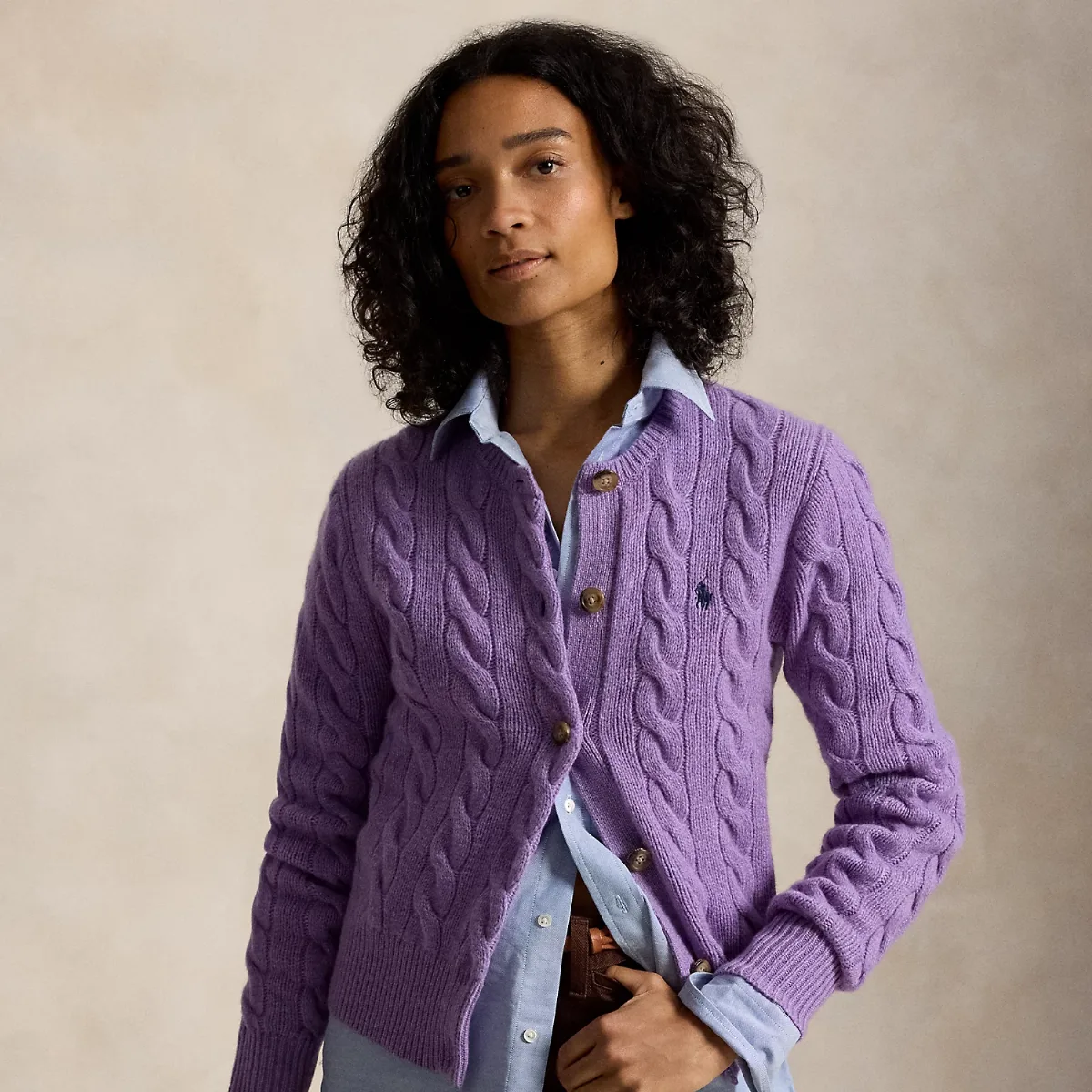 Cable-Knit Wool-Cashmere Cardigan by Polo Ralph Lauren