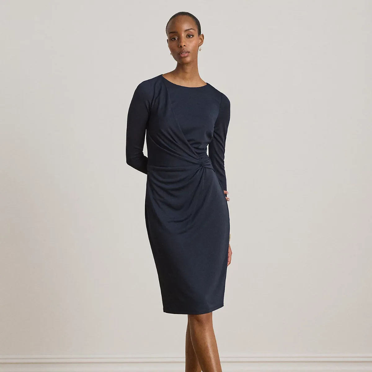 Twist-Front Jersey Boatneck Dress by Lauren Ralph Lauren