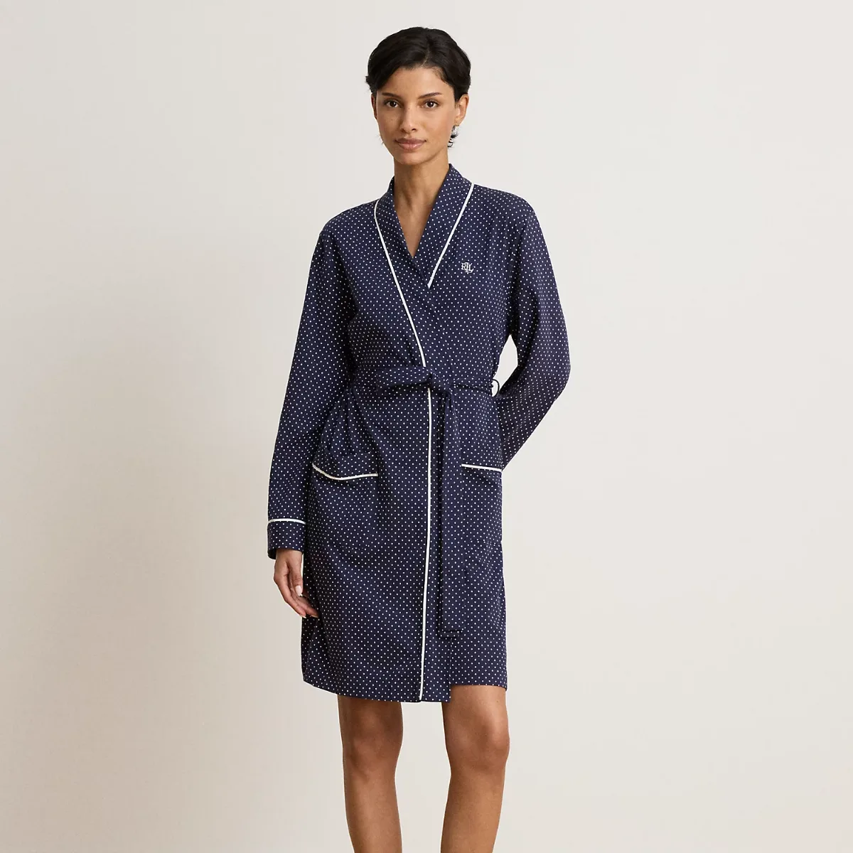 Polka-Dot Cotton Jersey Robe by Lauren Ralph Lauren