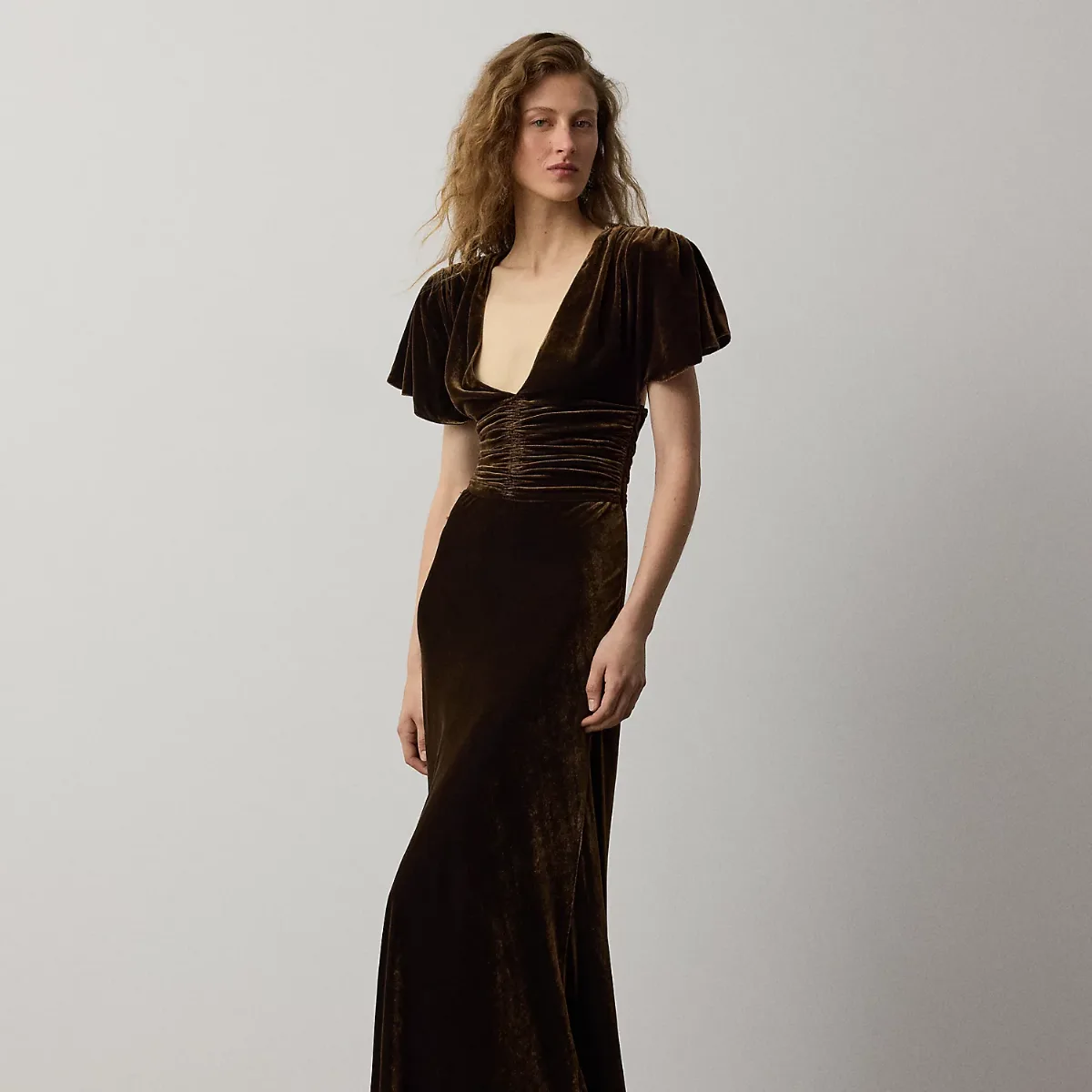 Charisse Changeant Velvet Evening Dress by Ralph Lauren Collection