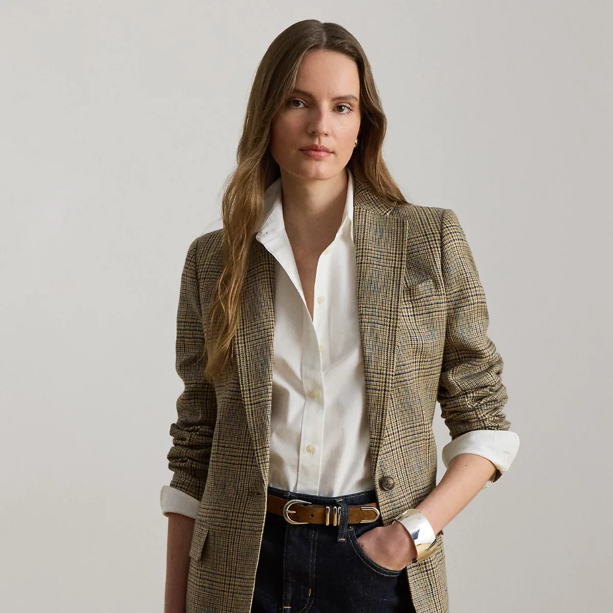 Glen Plaid Linen Twill Blazer by Lauren Ralph Lauren