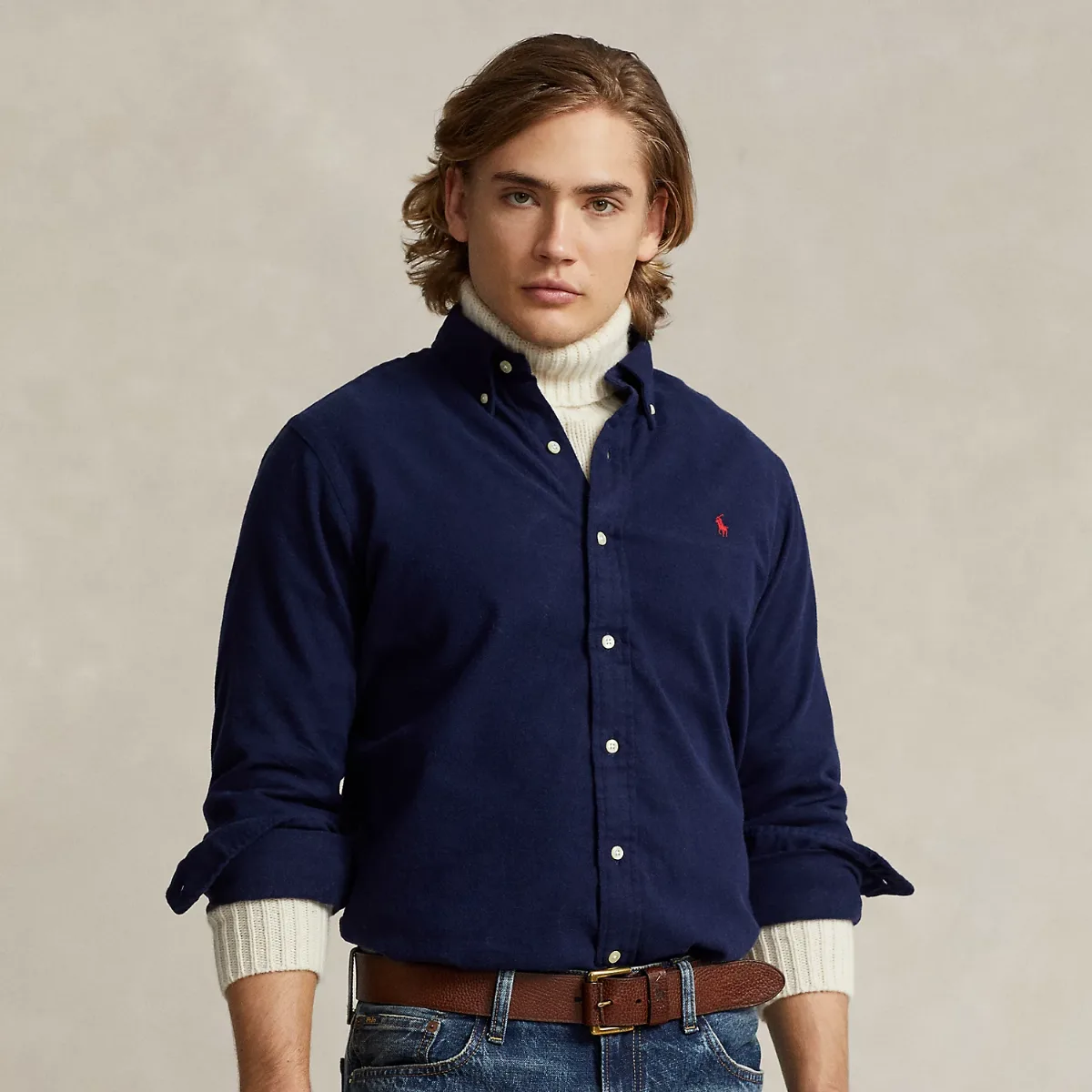 Custom Fit Brushed Flannel Shirt by Polo Ralph Lauren