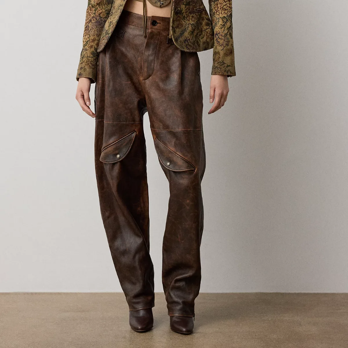 Hania Distressed Lambskin Trouser by Ralph Lauren Collection