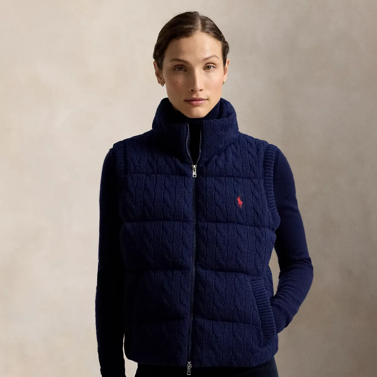 Cable-Knit Wool-Cashmere Zip Gilet by Polo Ralph Lauren