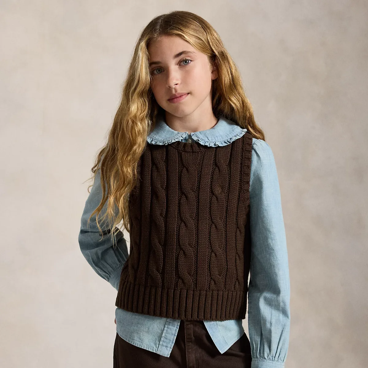 Cable-Knit Cotton Sleeveless Jumper by Ralph Lauren