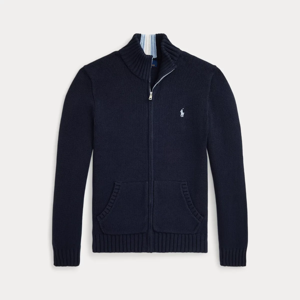 Cotton Mockneck Full-Zip Jumper by Ralph Lauren
