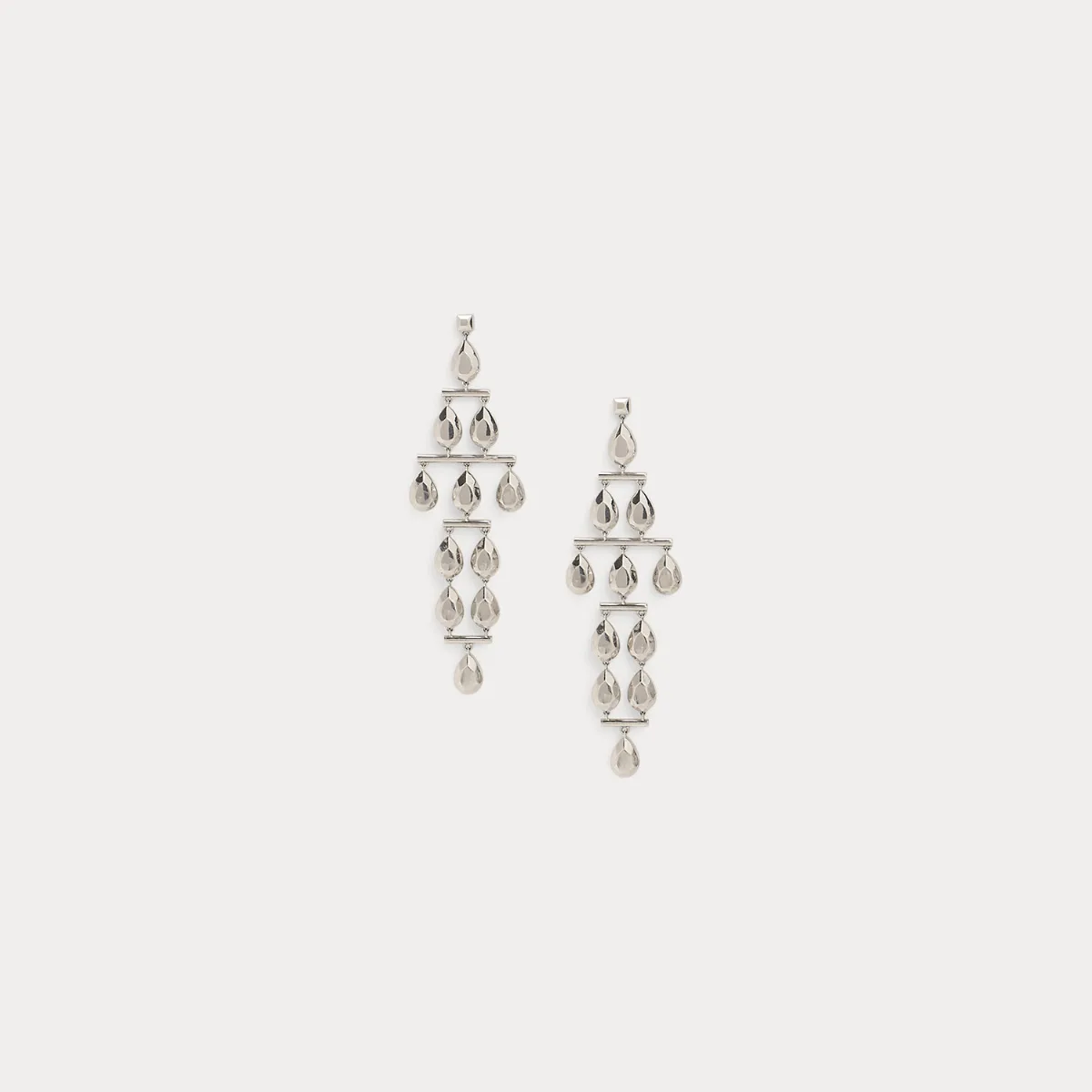 Silver-Tone Teardrop Chandelier Earrings
