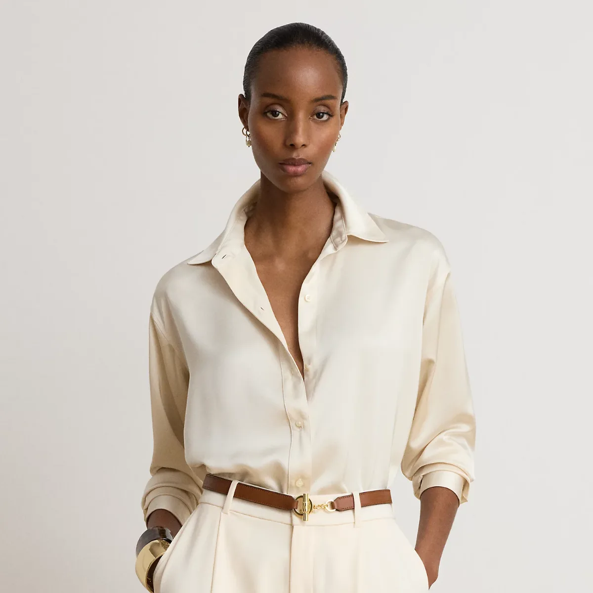 Satin Charmeuse Relaxed-Fit Shirt