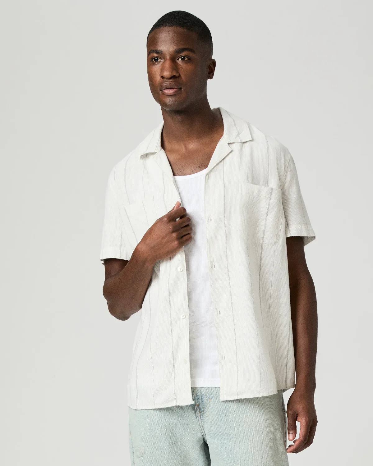 Jacobson Shirt - Blue Ivory Stripe by PAIGE
