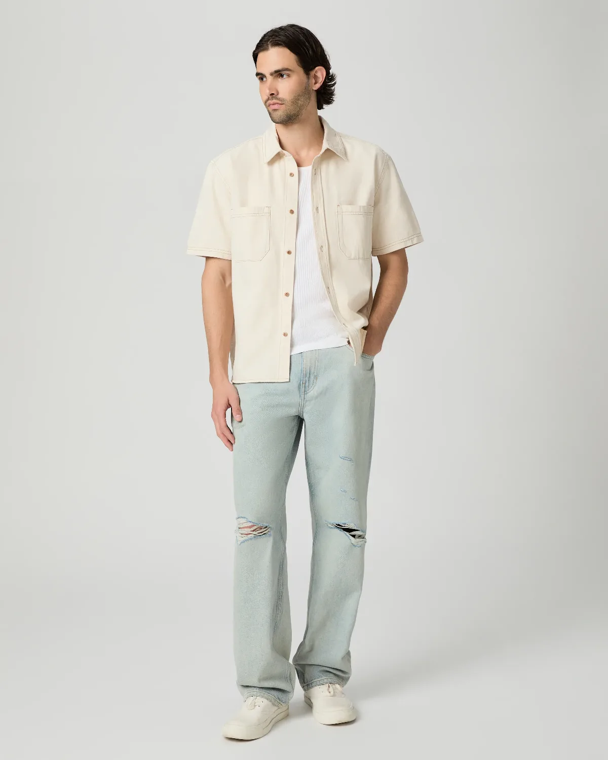 Doheny 32 Inch Relaxed Straight Jean - Berto Destructed by PAIGE
