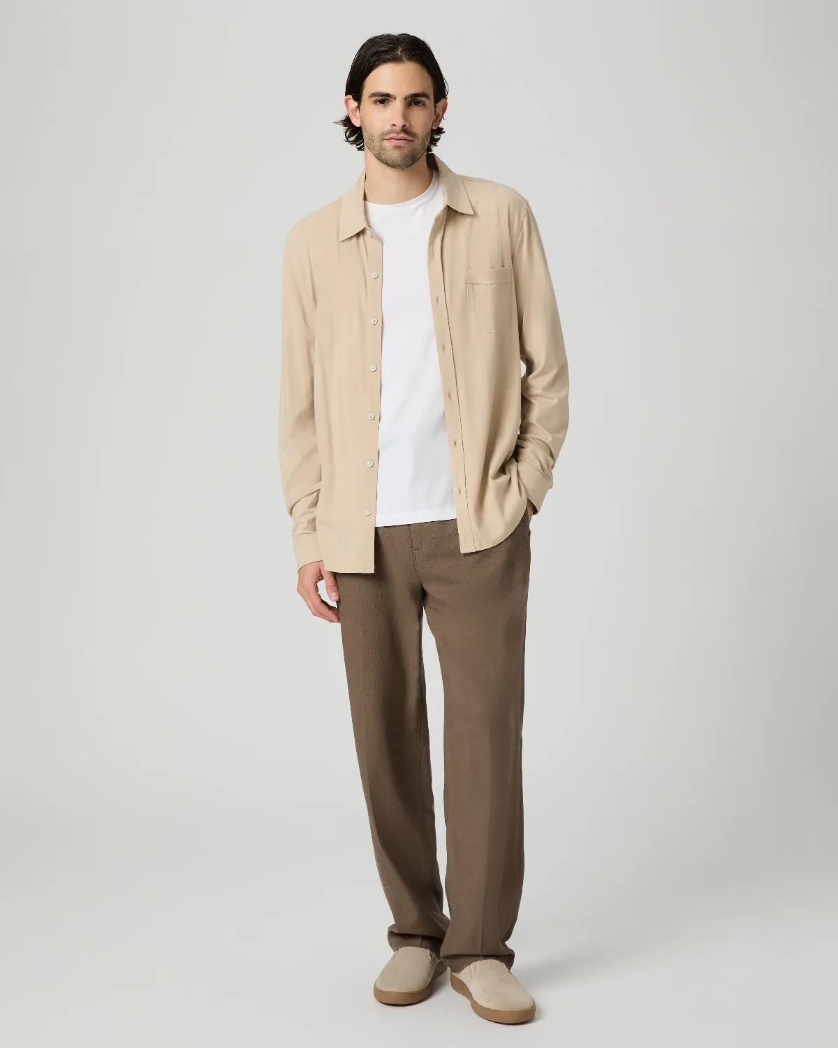 Tiano Pant - Dark Clove Linen by PAIGE