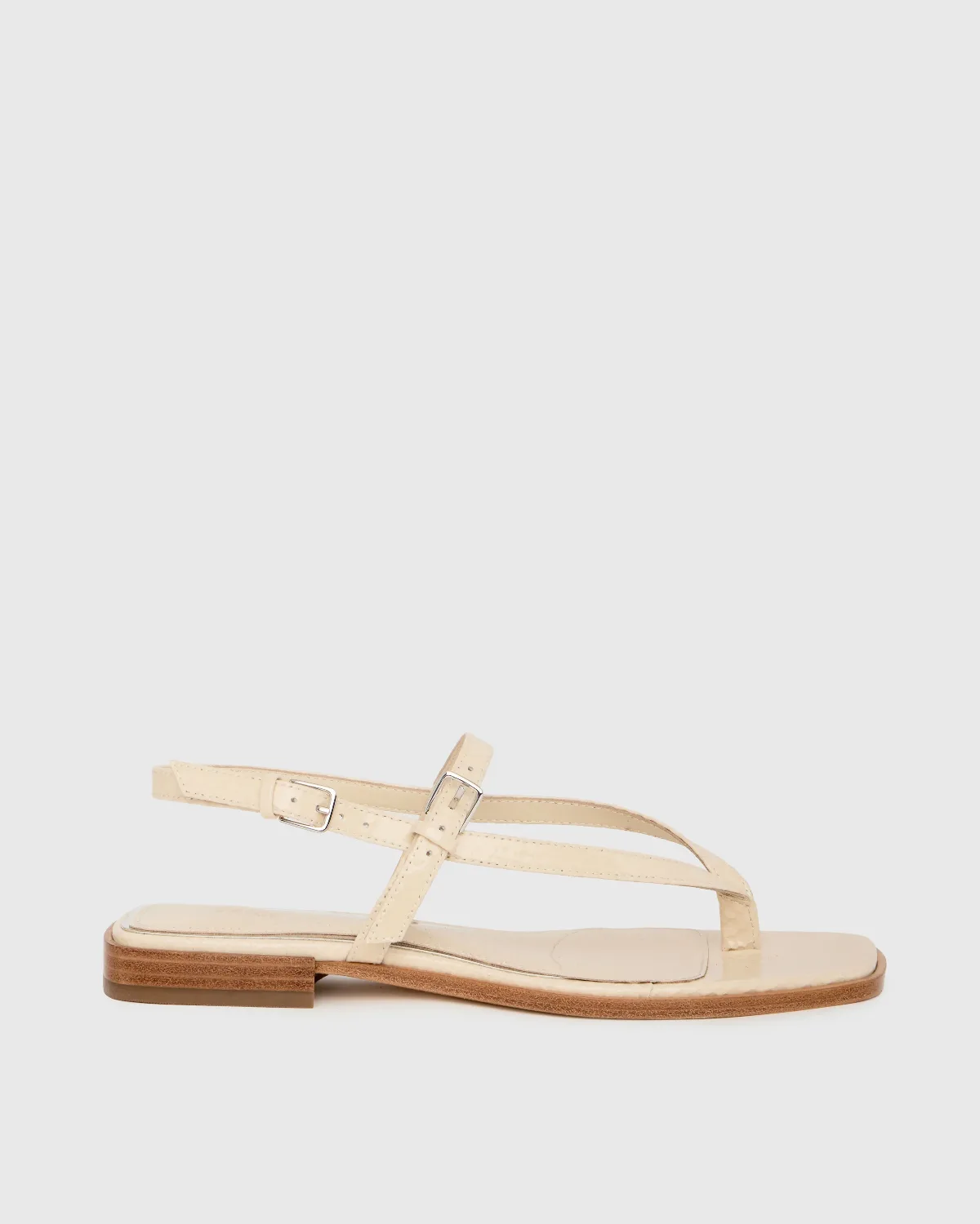 Regan Flat Sandal - Bone Snake Leather by PAIGE