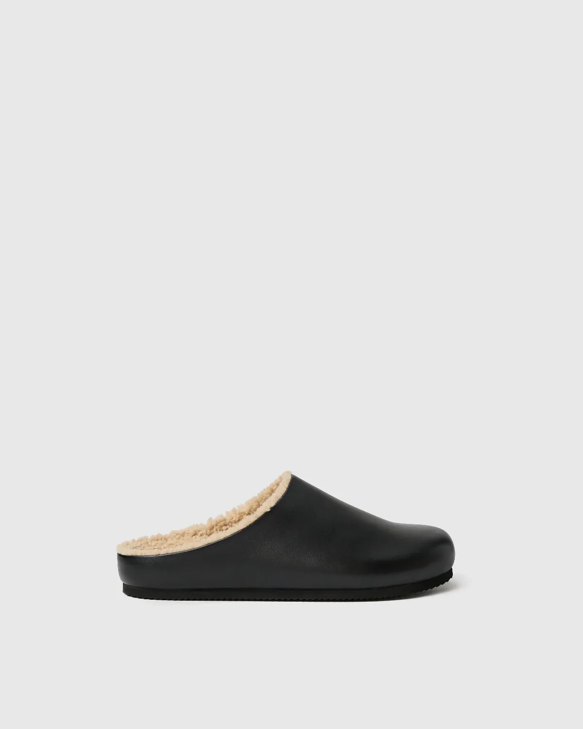 Wakelin Shearling Slide - Black Leather by PAIGE