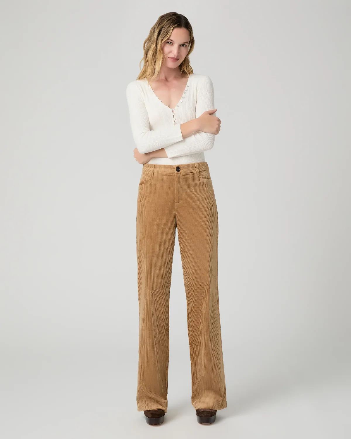 Sasha Trouser High Rise Pant - Golden Caramel Corduroy by PAIGE
