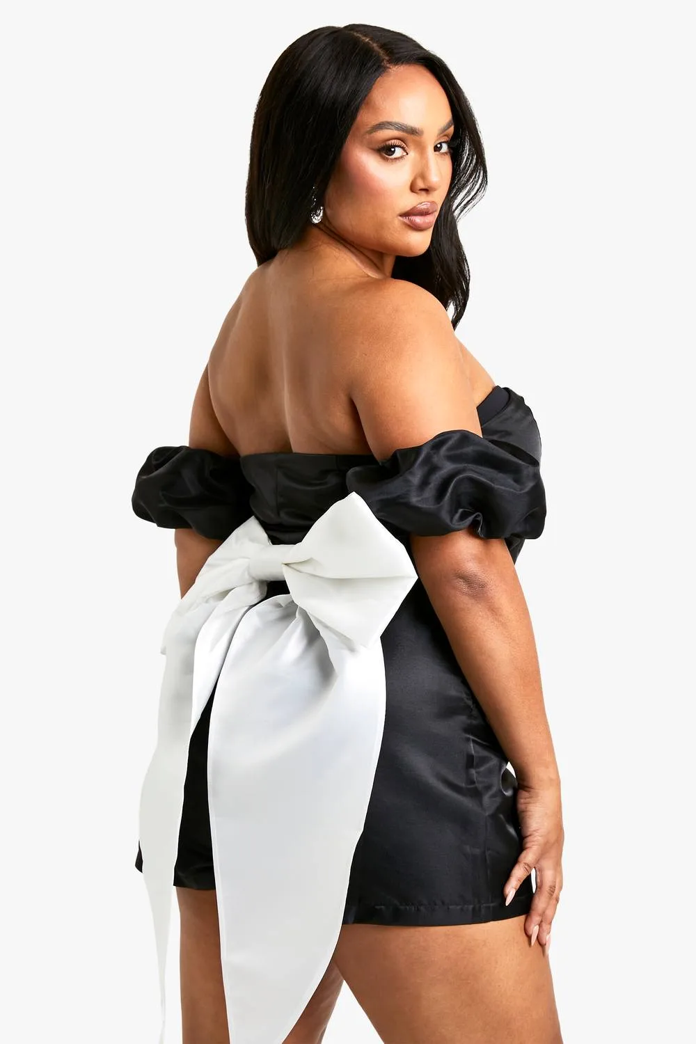 Taffeta Bow Back Playsuit - Polyurethane by boohoo