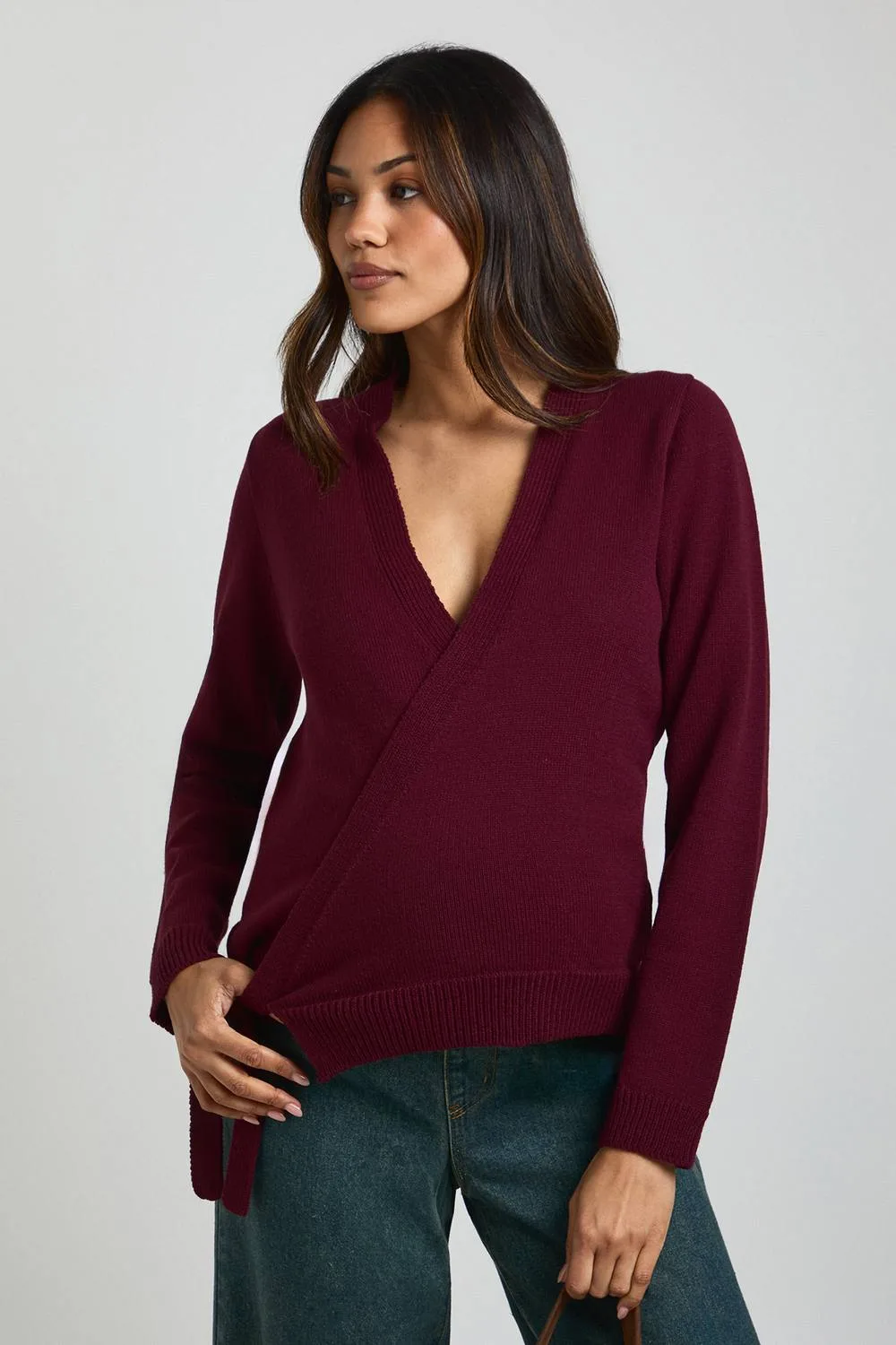 Maternity Low Wrap Knitted Cardigan - Polyurethane by boohoo