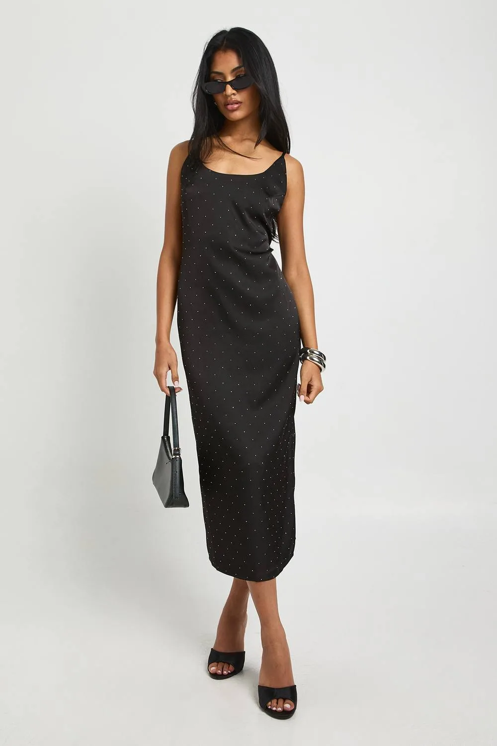 Satin Diamante Midaxi Slip Dress